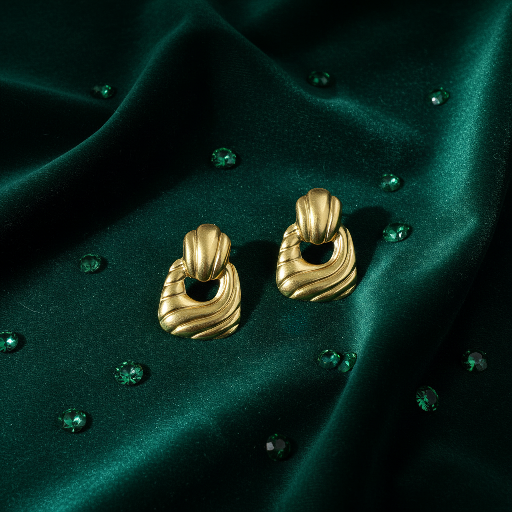 Sculptural Gold Studs(ANTI TARNISH)