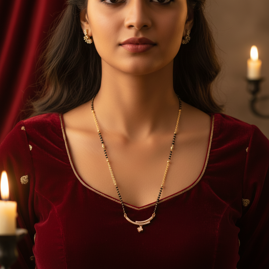 Classic Crescent Charm Mangalsutra(ANTI TARNISH)