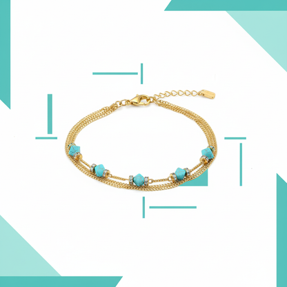 Turquoise & Crystal Beaded Beach Bracelet