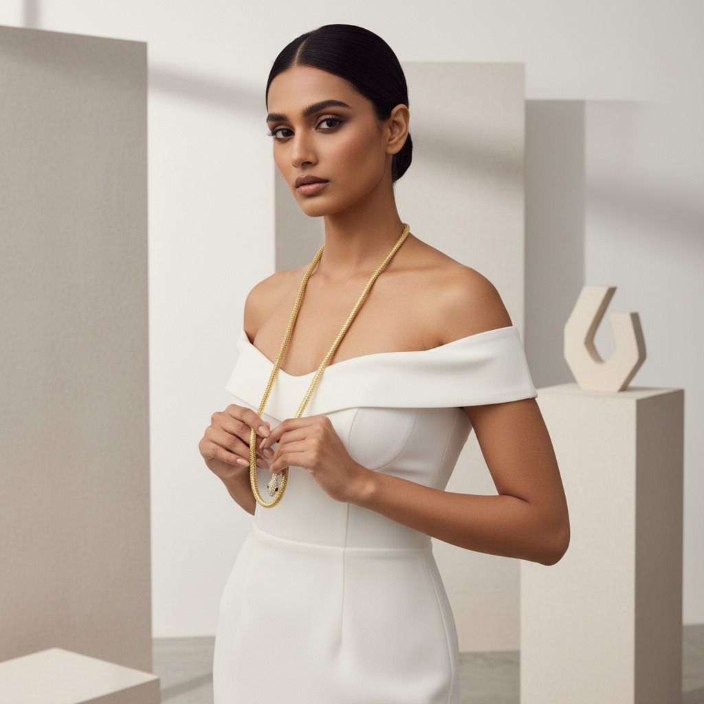 Signature Long Gold Statement Necklace