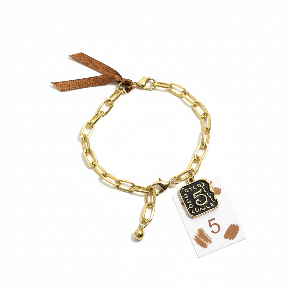 Signature Number-Charm Link Bracelet