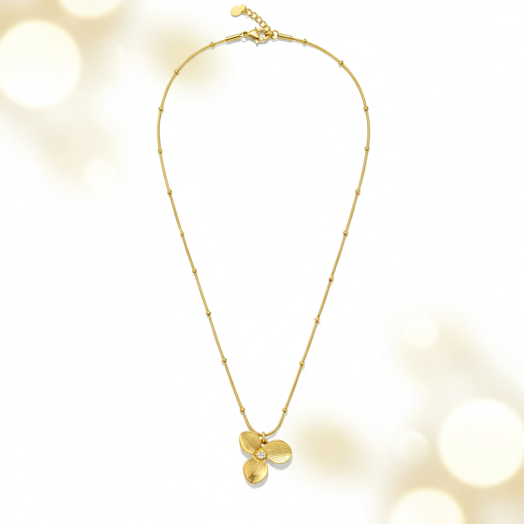 Golden Floral Pendant Necklace(ANTI TARNISH)