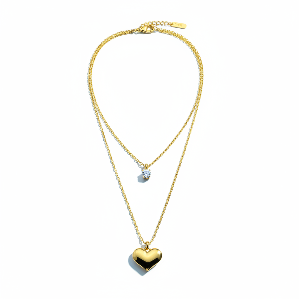 Sweet Heart Layered Necklace(ANTI TARNISH)