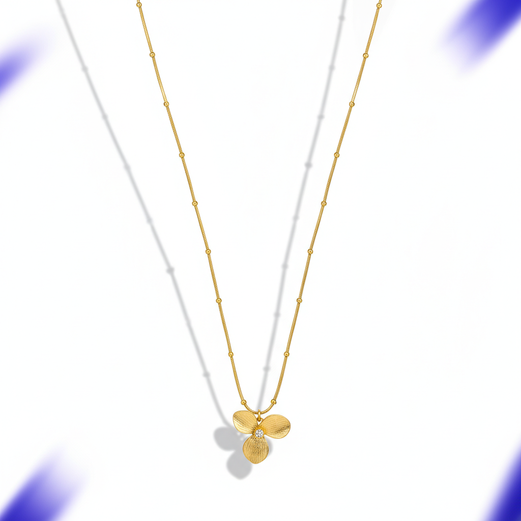 Golden Floral Pendant Necklace(ANTI TARNISH)