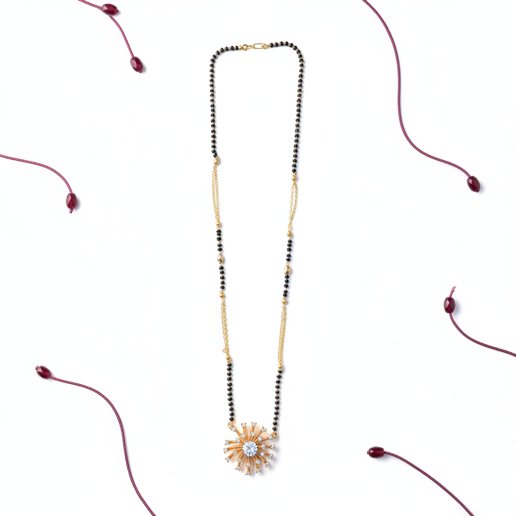 Radiant Sunburst Crystal Mangalsutra(ANTI TARNISH)