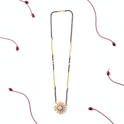 Radiant Sunburst Crystal Mangalsutra(ANTI TARNISH)