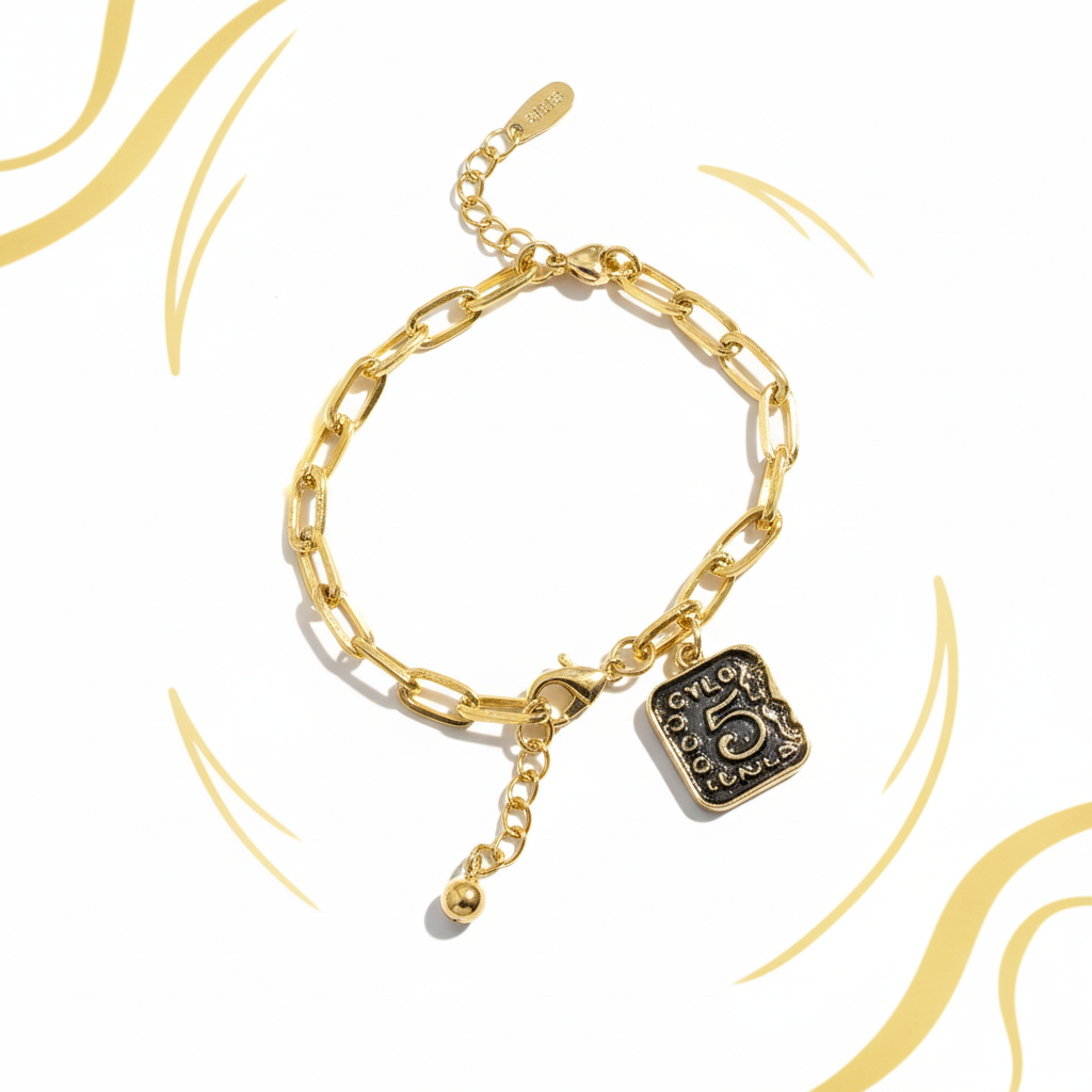 Signature Number-Charm Link Bracelet