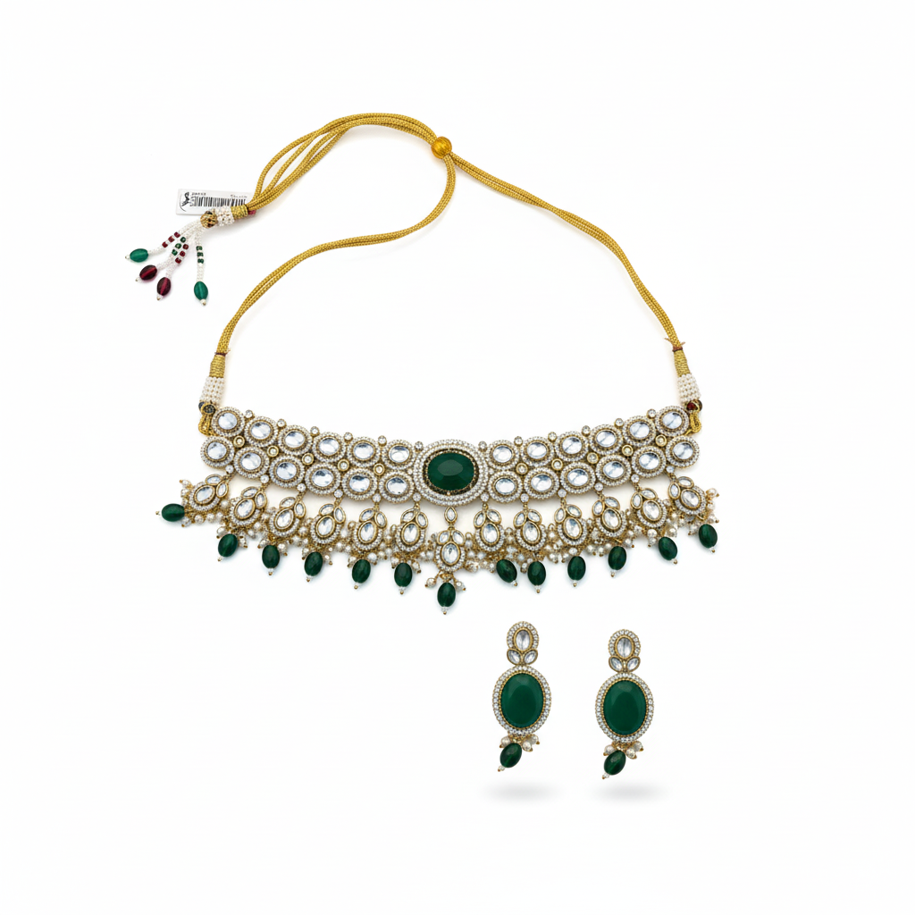 Regal Green Kundan Choker Set
