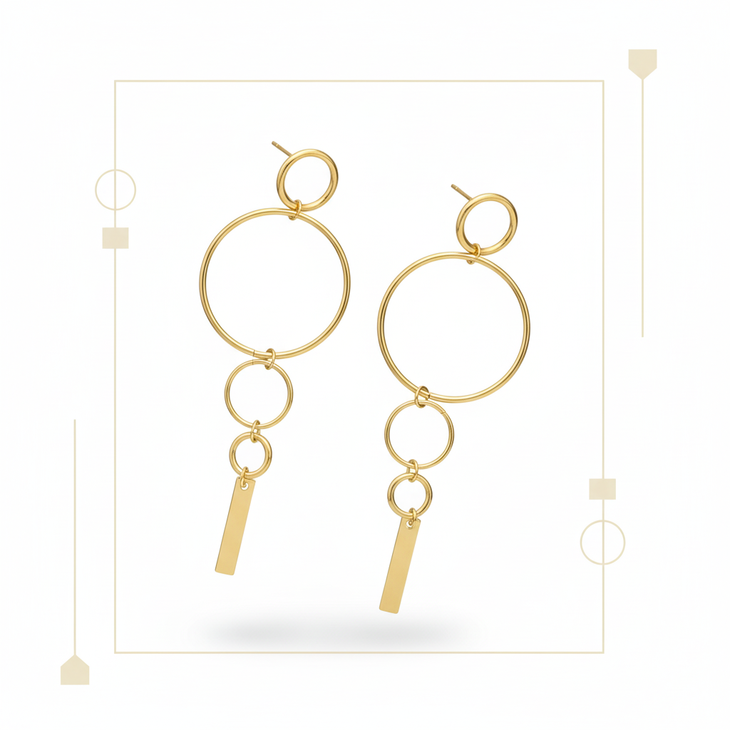 Geometric Link Drop Earrings(ANTI TARNISH)