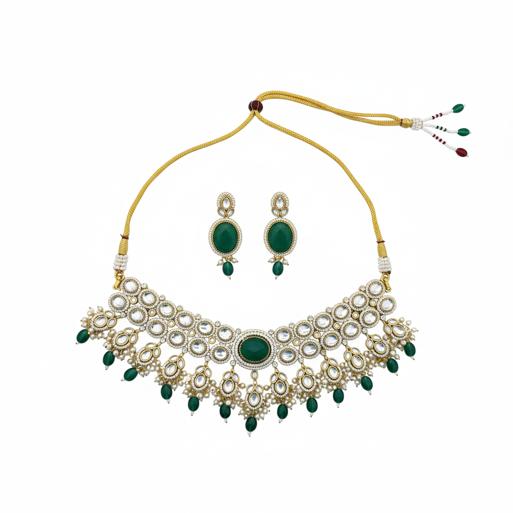 Regal Green Kundan Choker Set