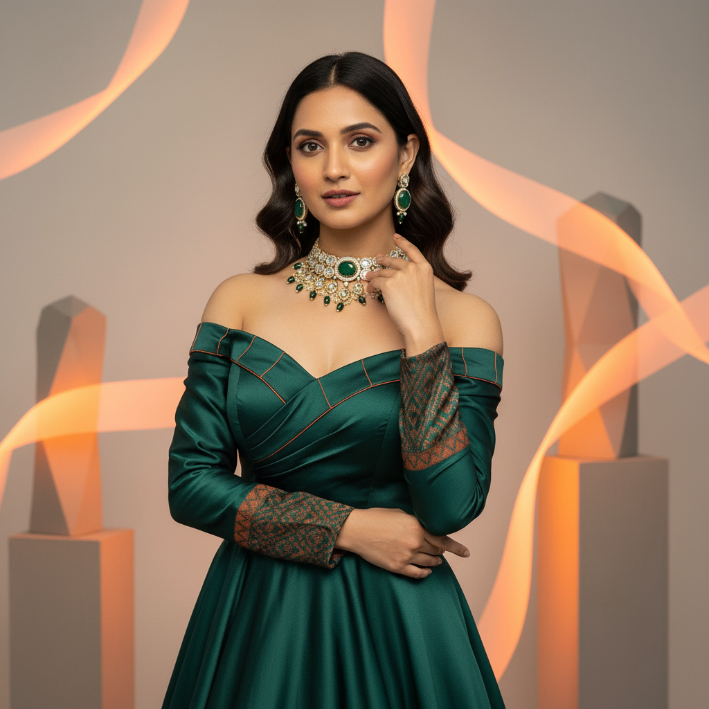 Regal Green Kundan Choker Set
