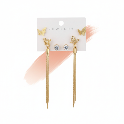 Butterfly Tassel Statement Earrings