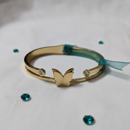Minimalist Butterfly Anti-Tarnish Gold Bracelet for Women | Waterproof Stainless Steel Cuff Bracelet
