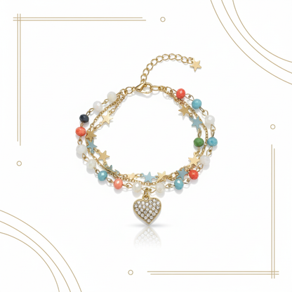 Vibrant Starry Heart Bracelet