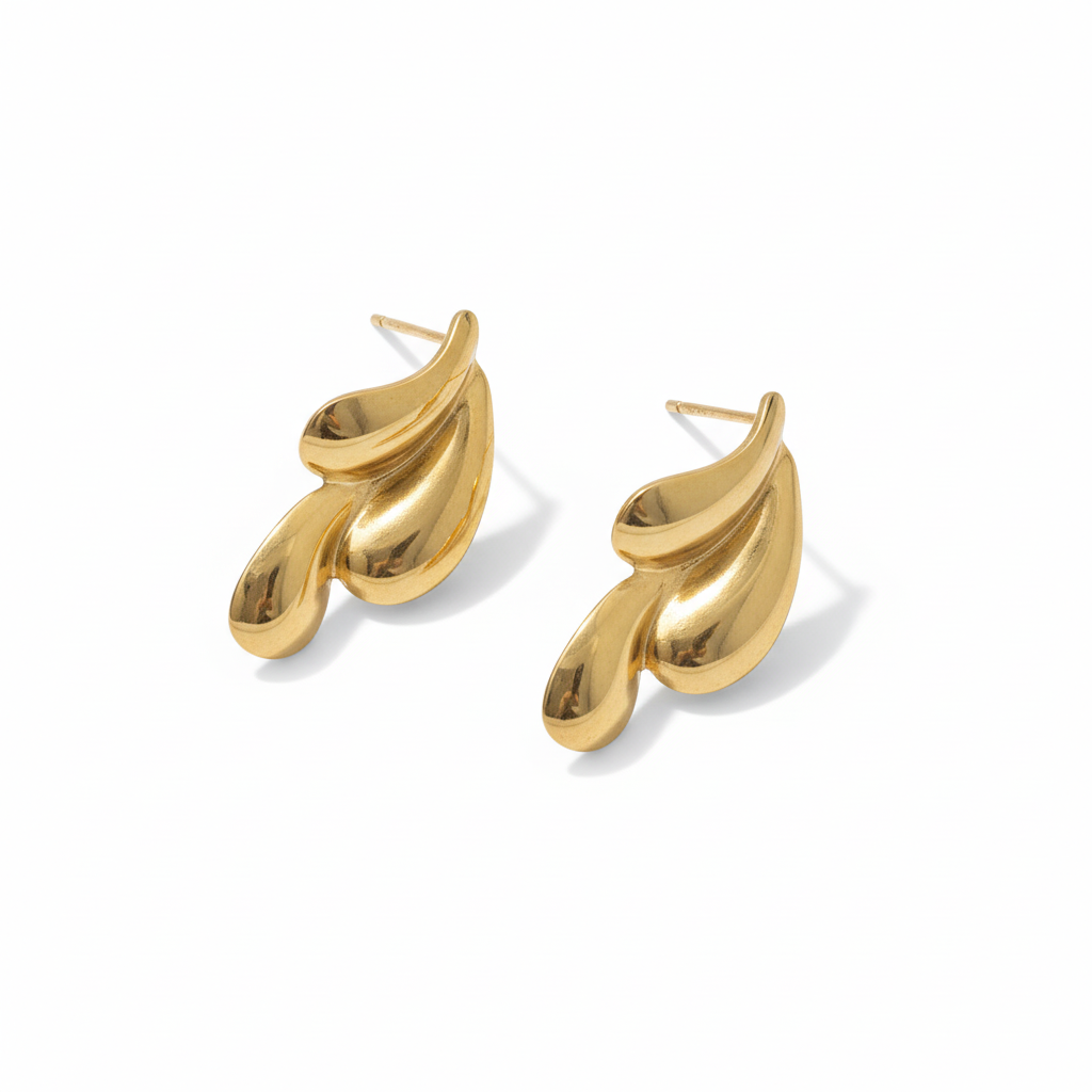 Fluid Gold Statement Stud ( Anti Tarnish)