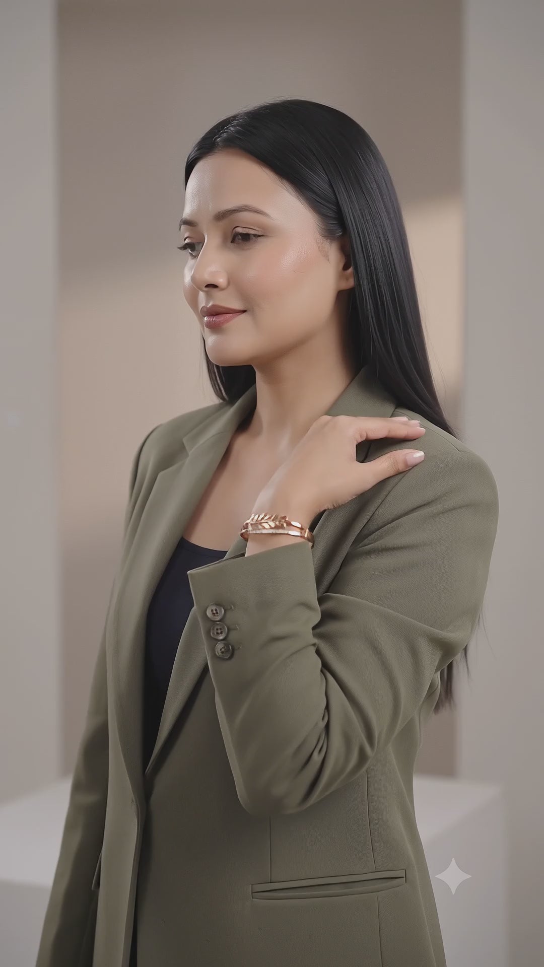 Nianly Jewels Leafline Crystal Rose Gold Bracelet