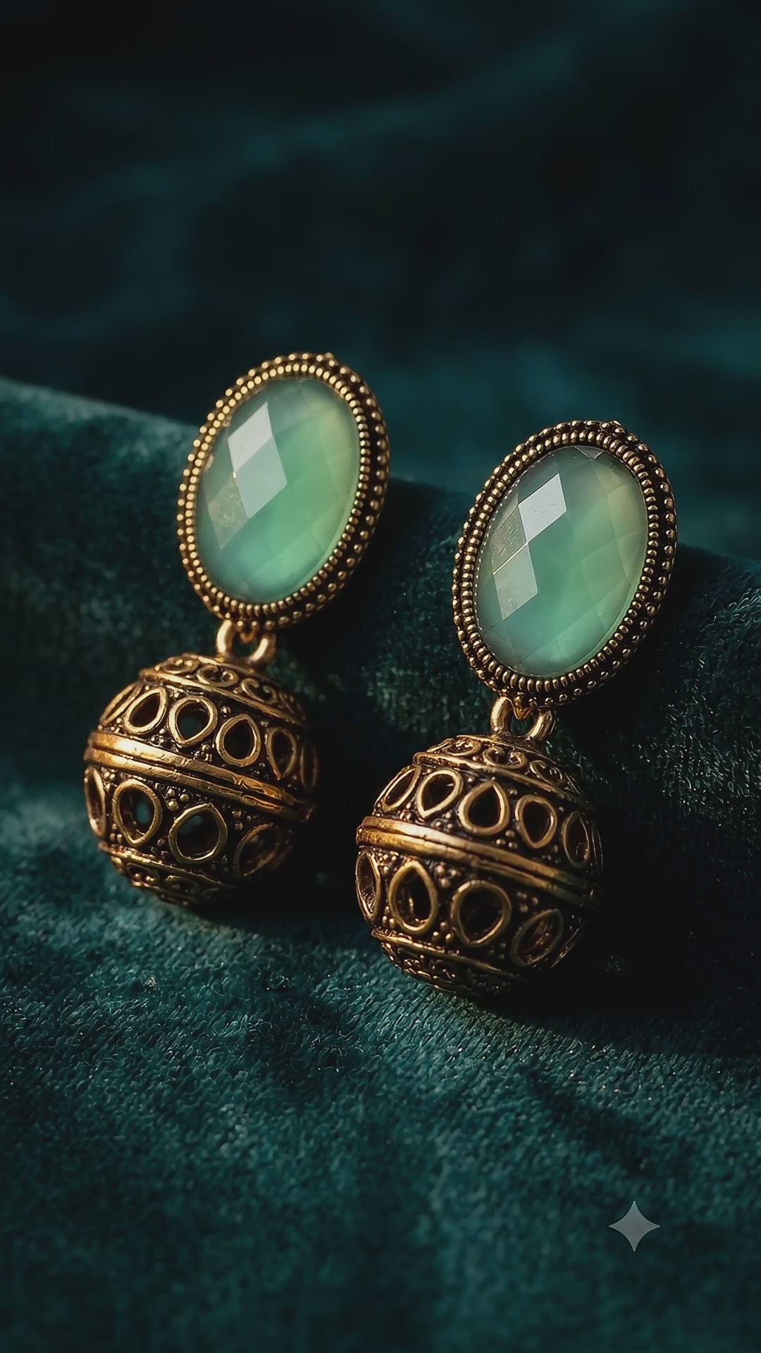 Emerald Mist Jhumki Earrings