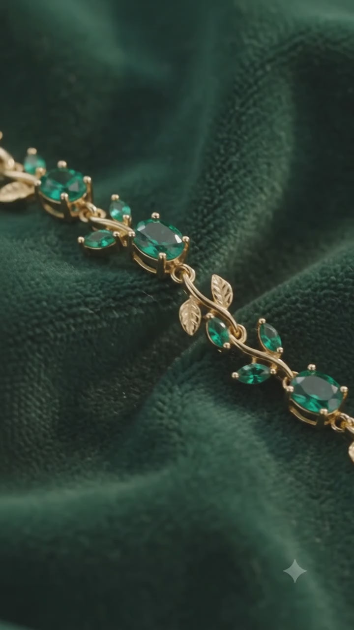 Emerald Tulip Gold- Green Tone Bracelet